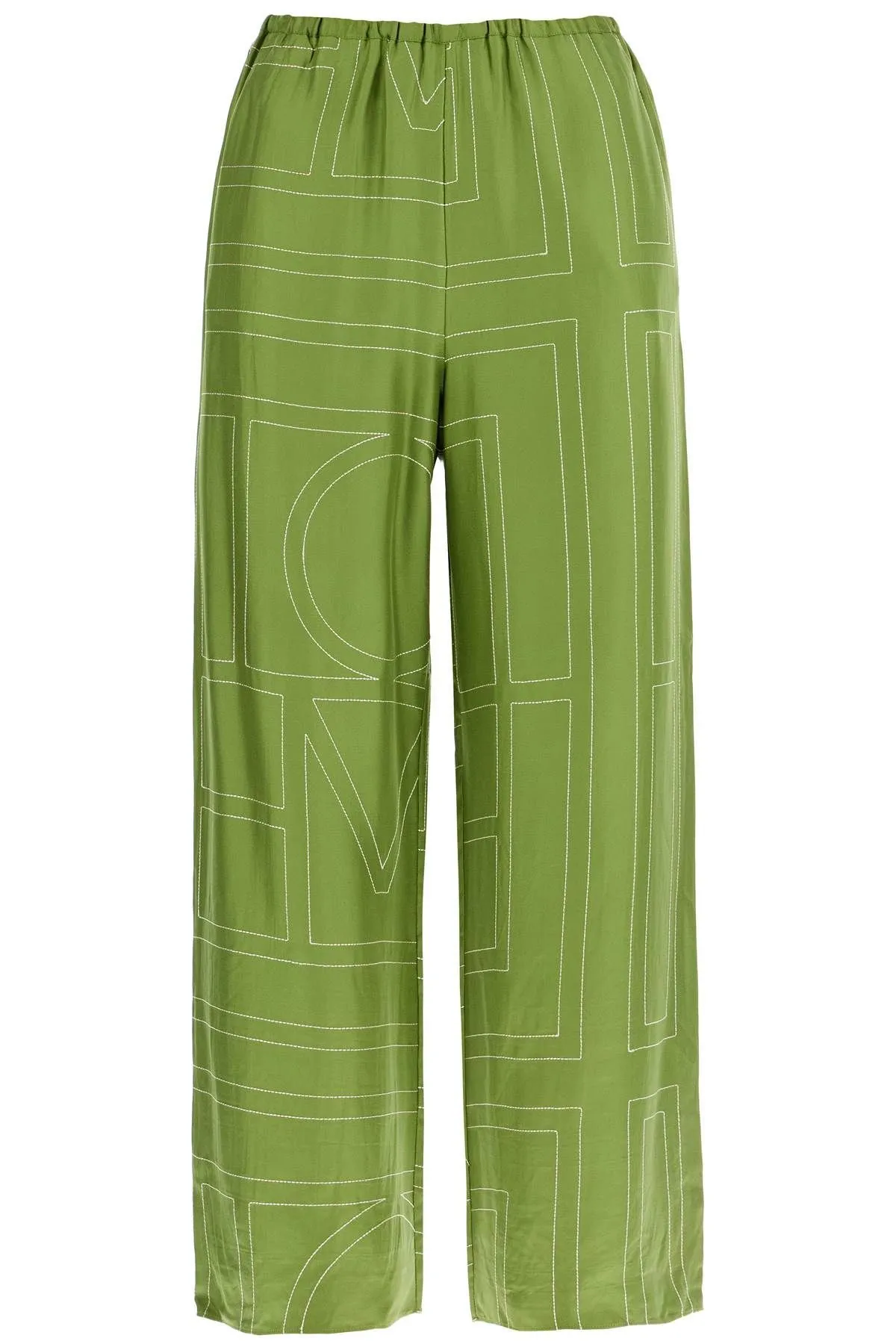Pantaloni in seta ricamo monogram