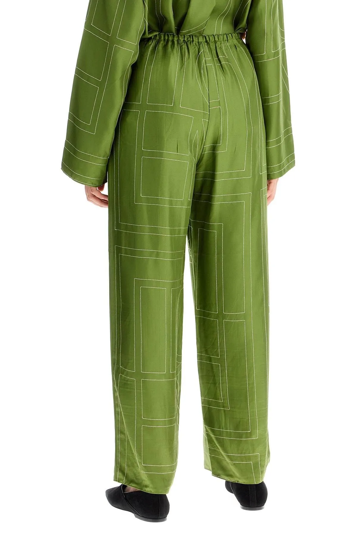 Pantaloni in seta ricamo monogram