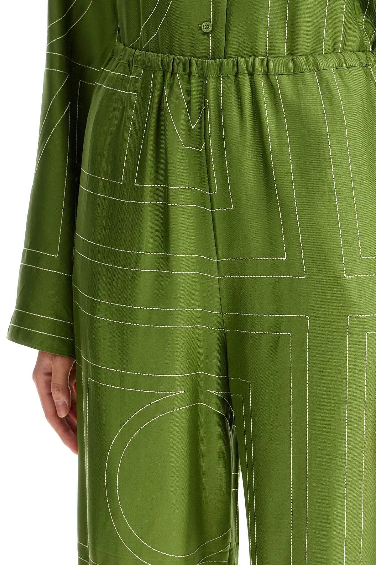 Pantaloni in seta ricamo monogram