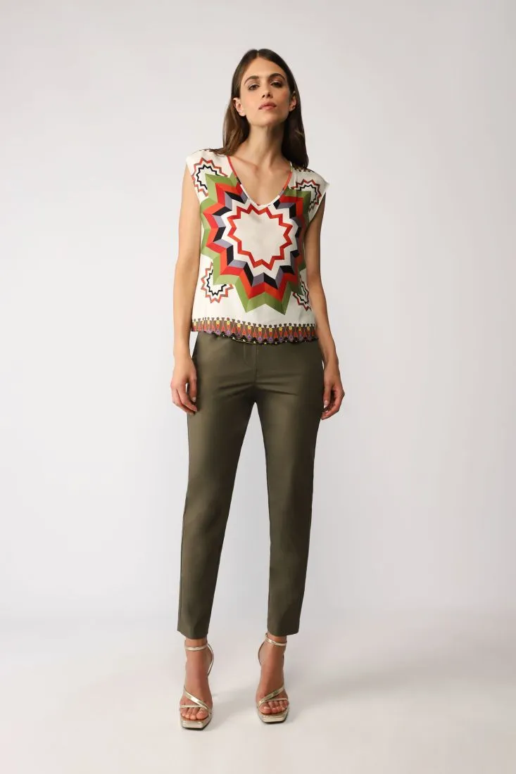 Pantaloni slim-fit con tasche verticali e vita elasticizzata