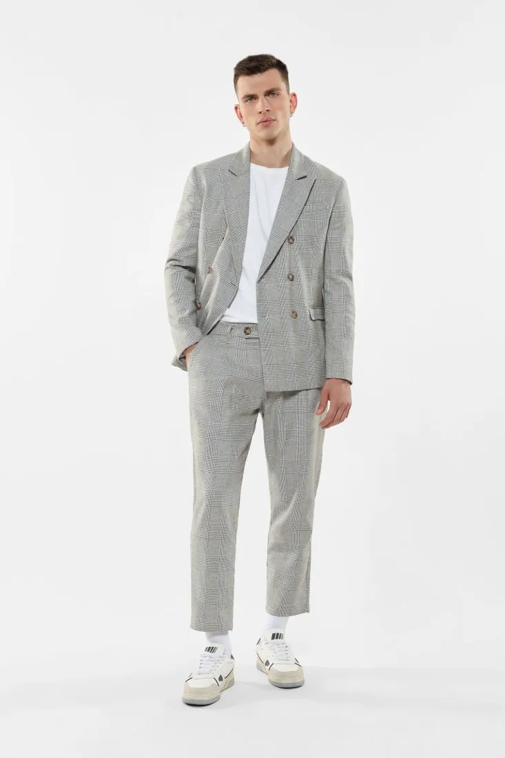 Pantaloni slim-fit cropped fantasia Principe di Galles