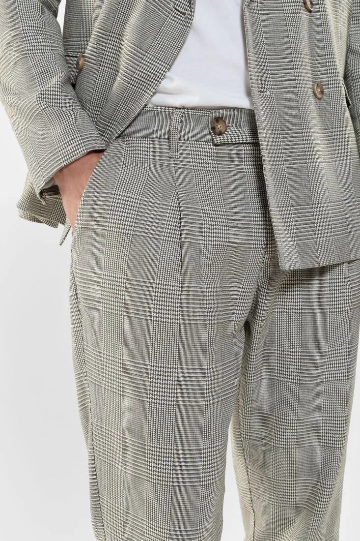 Pantaloni slim-fit cropped fantasia Principe di Galles