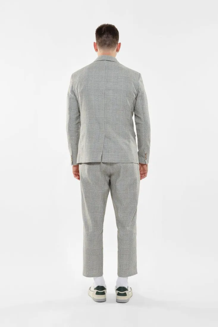 Pantaloni slim-fit cropped fantasia Principe di Galles