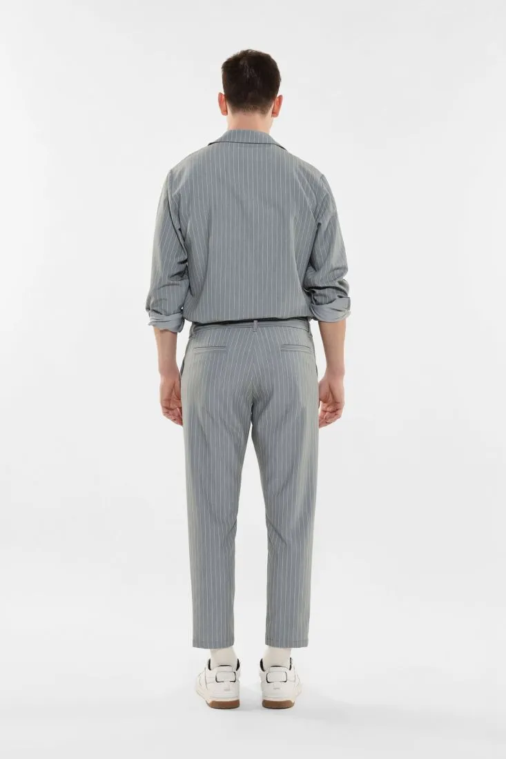 Pantaloni slim-fit fantasia gessata con coulisse