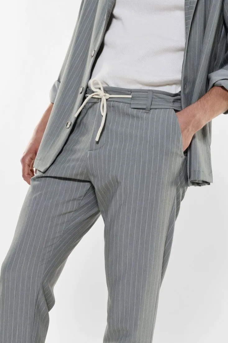 Pantaloni slim-fit fantasia gessata con coulisse