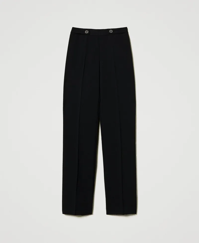 Pantaloni straight leg in crêpe cady