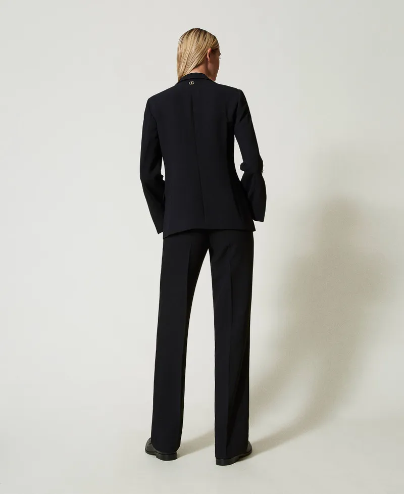 Pantaloni straight leg in crêpe cady