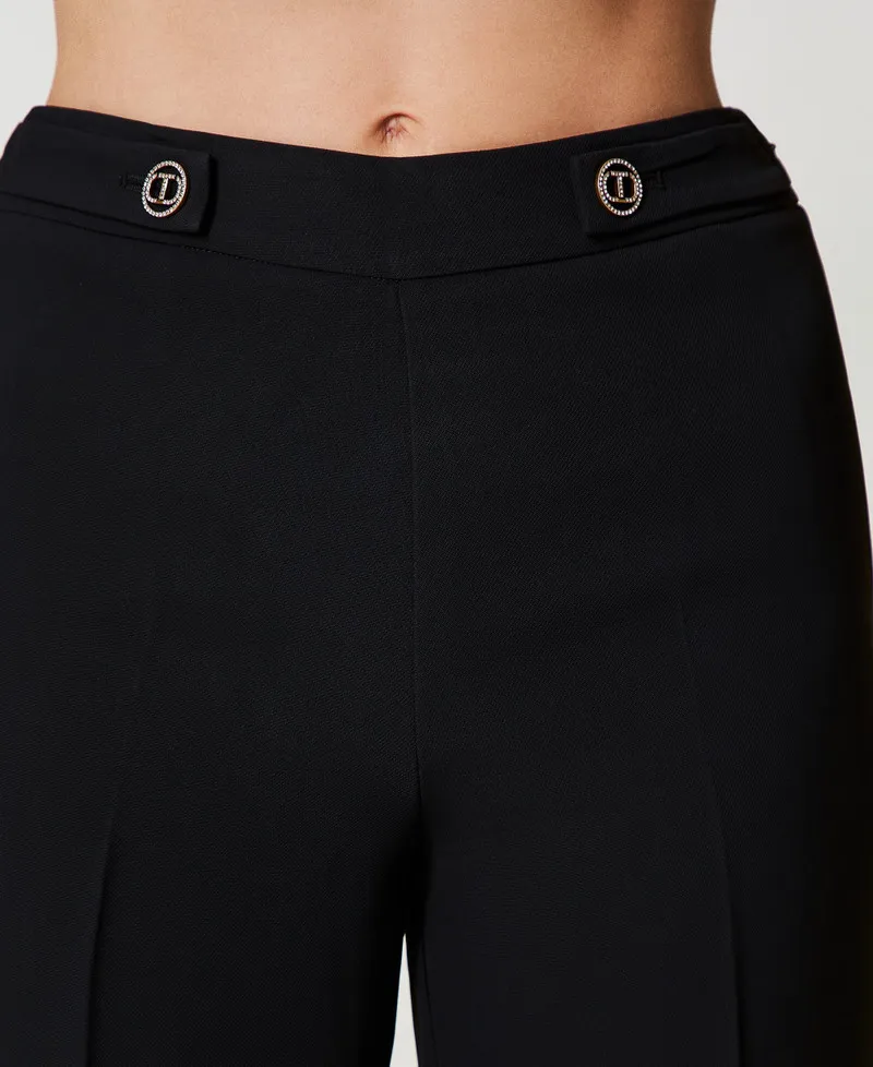 Pantaloni straight leg in crêpe cady