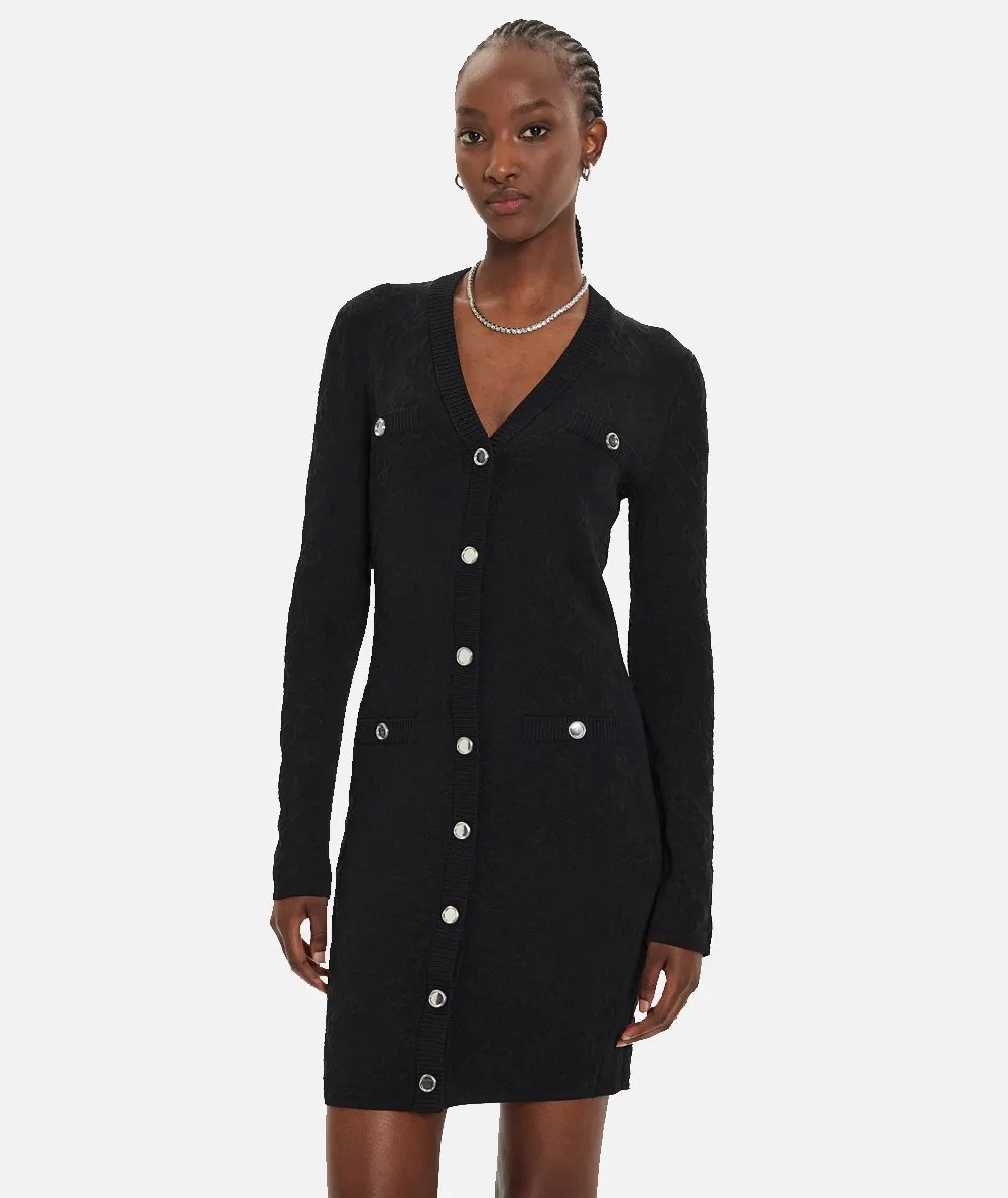 PINKO--Abito cardigan in maglia jacquard logo