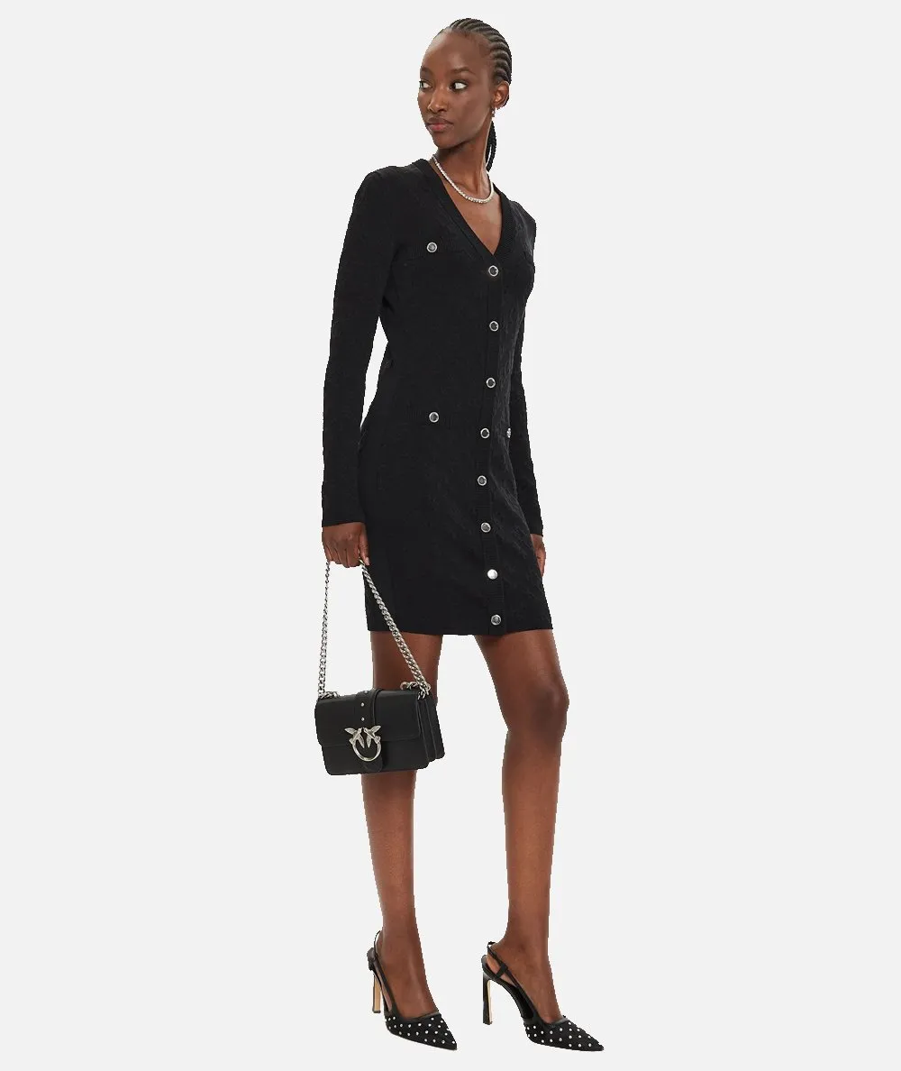 PINKO--Abito cardigan in maglia jacquard logo