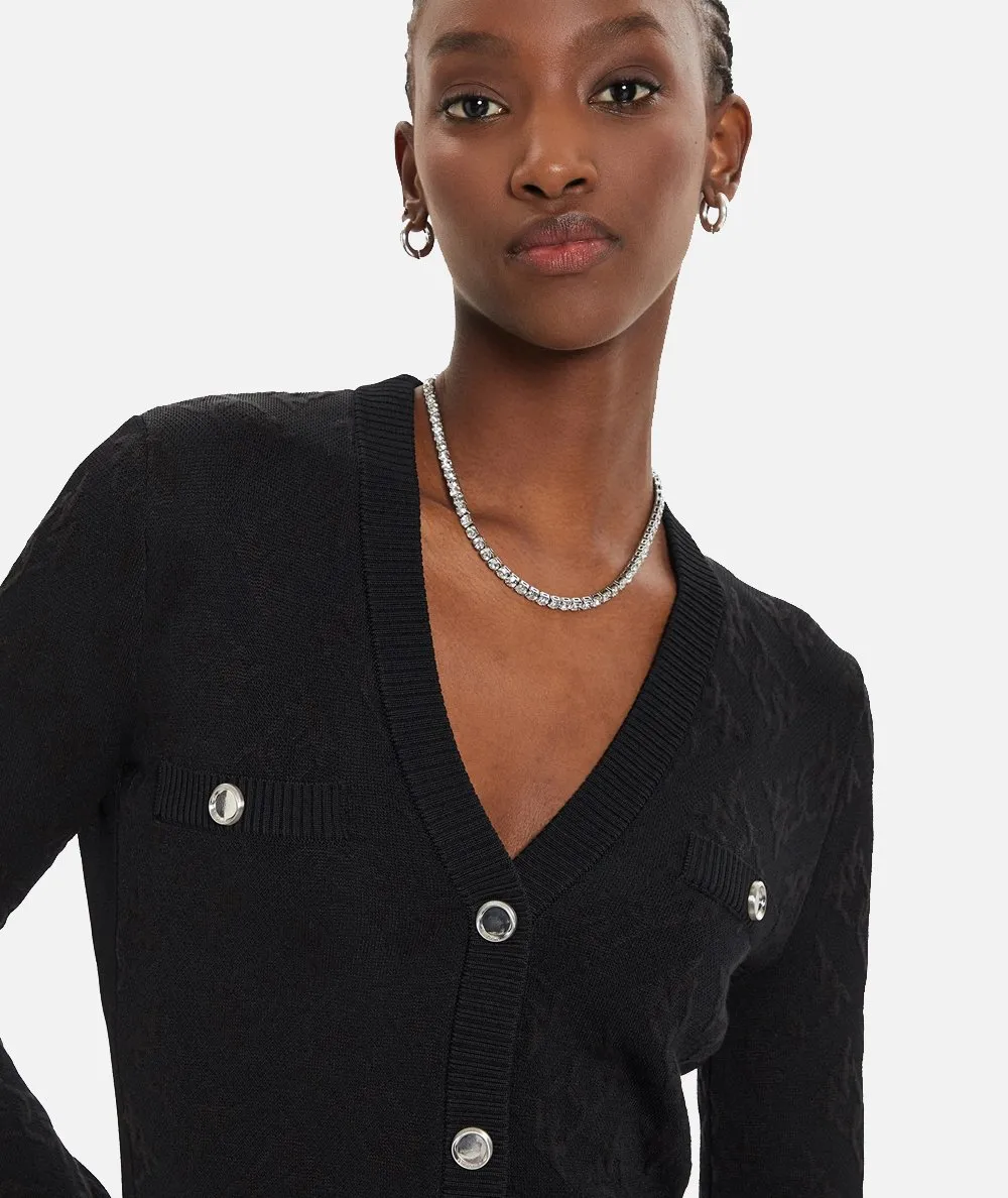 PINKO--Abito cardigan in maglia jacquard logo
