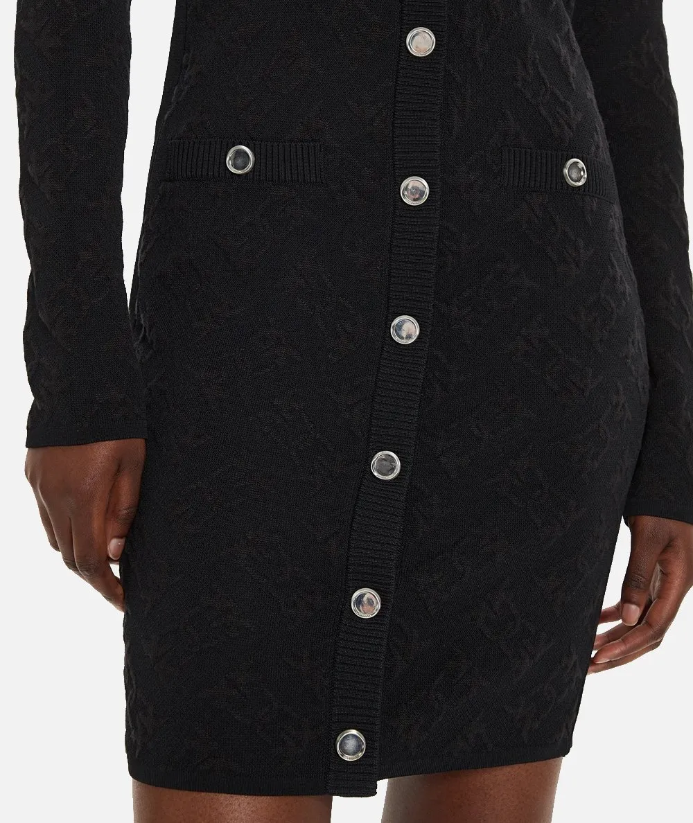 PINKO--Abito cardigan in maglia jacquard logo