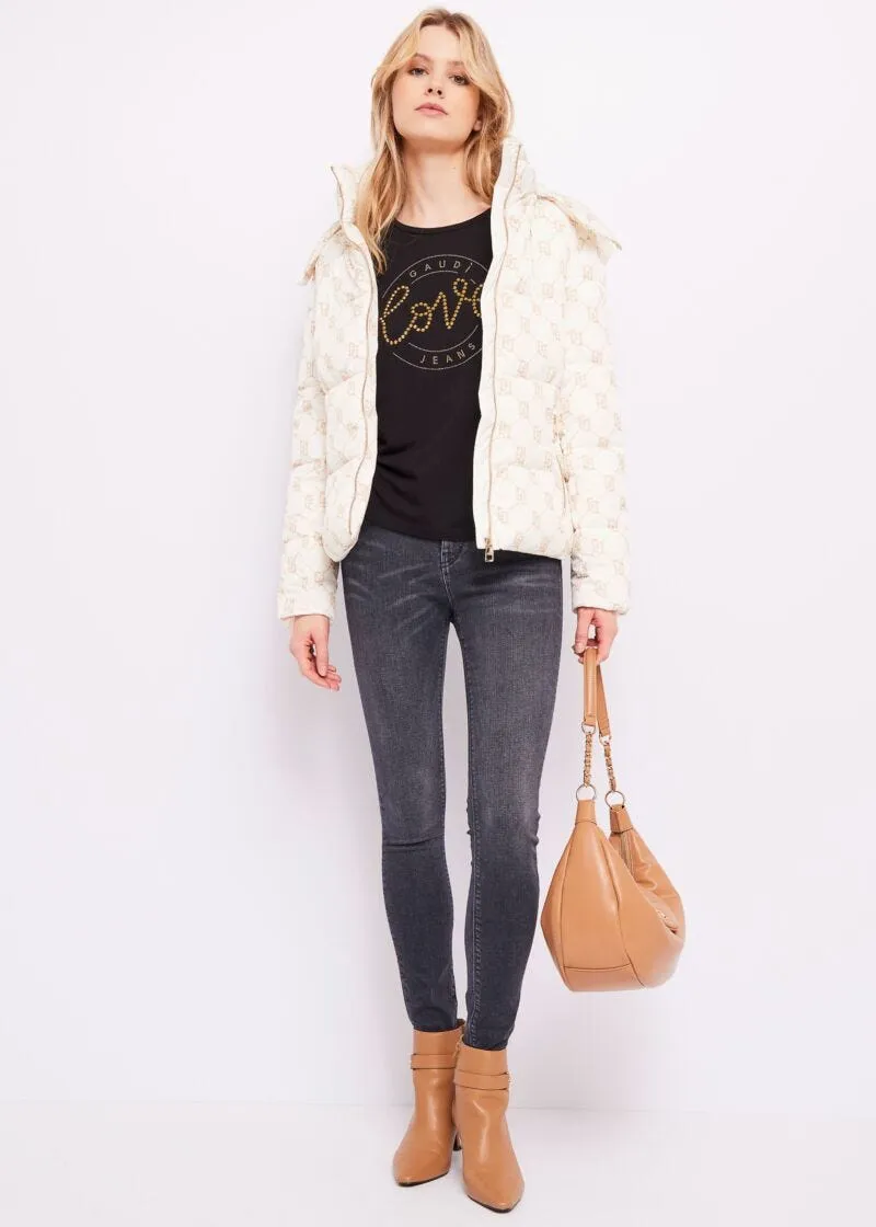 Piumino donna in nylon stampato