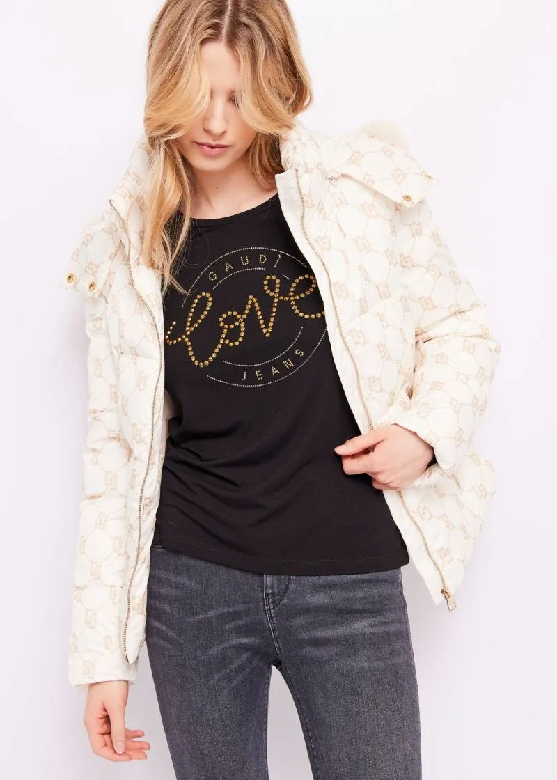 Piumino donna in nylon stampato