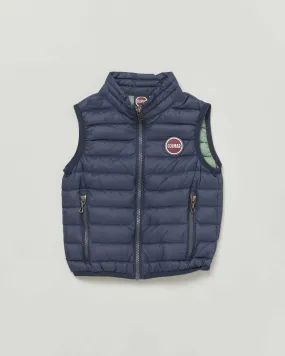 Piumino gilet blu imbottito in piuma 18-36 mesi