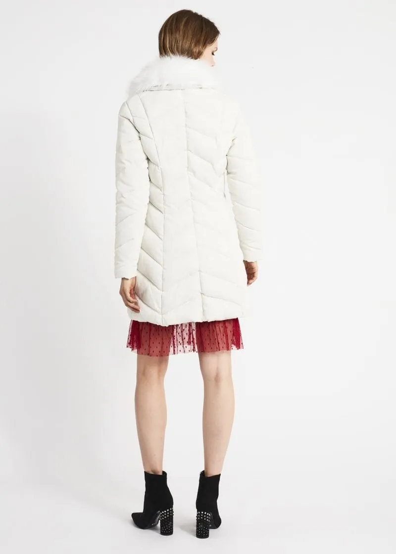Piumino midi con motivo chevron