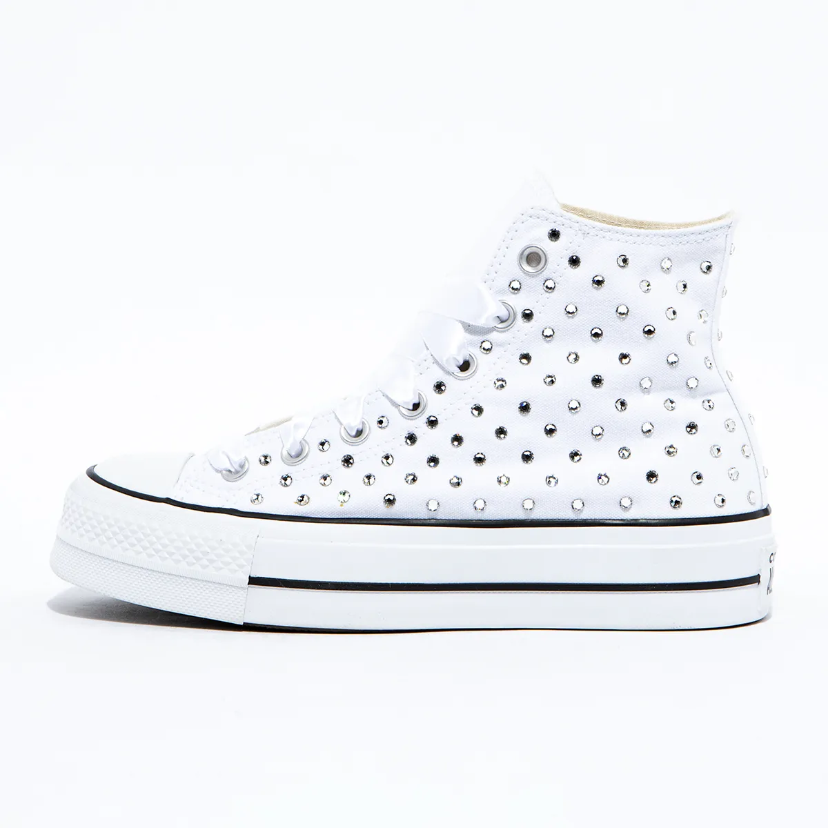Platform White hi Strass