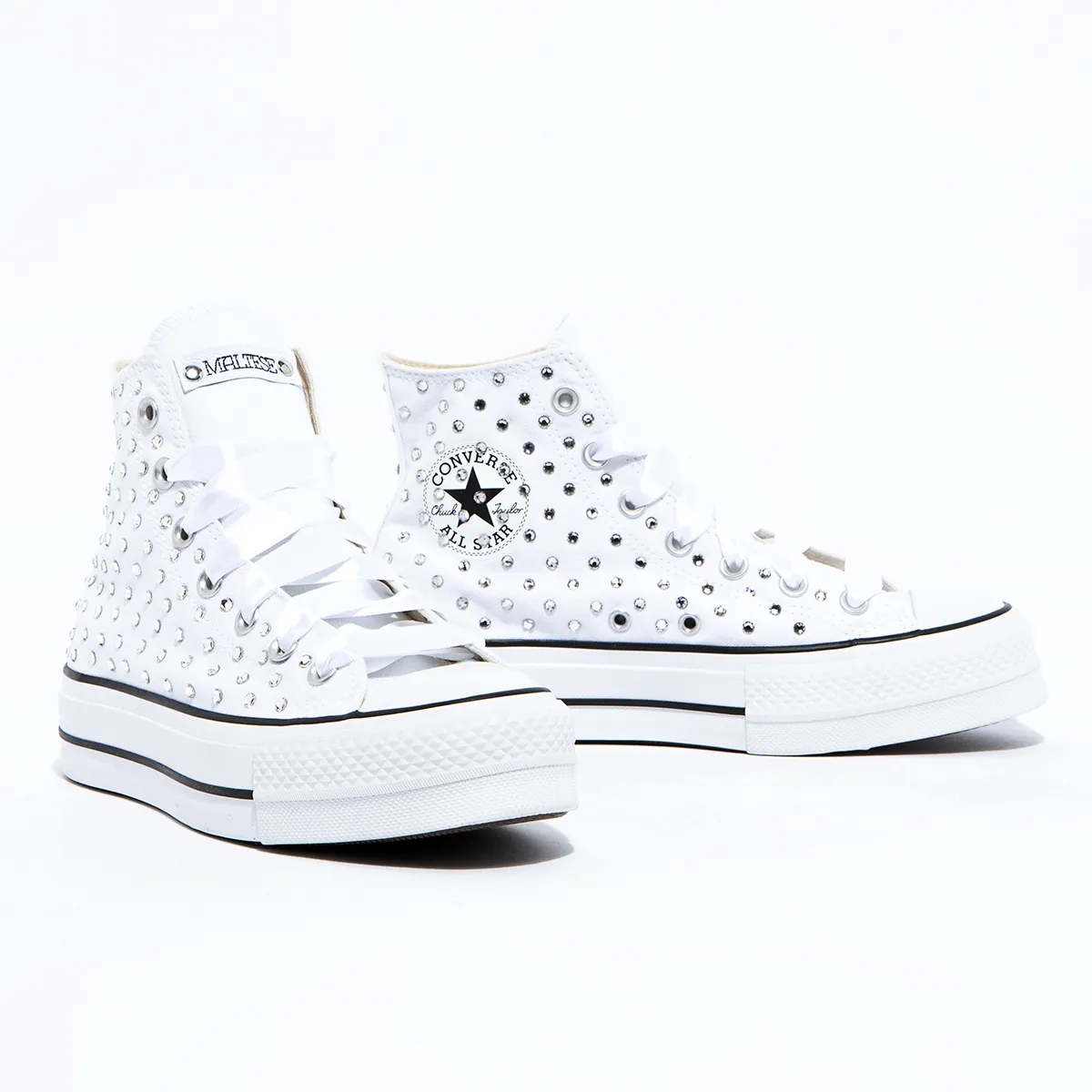 Platform White hi Strass