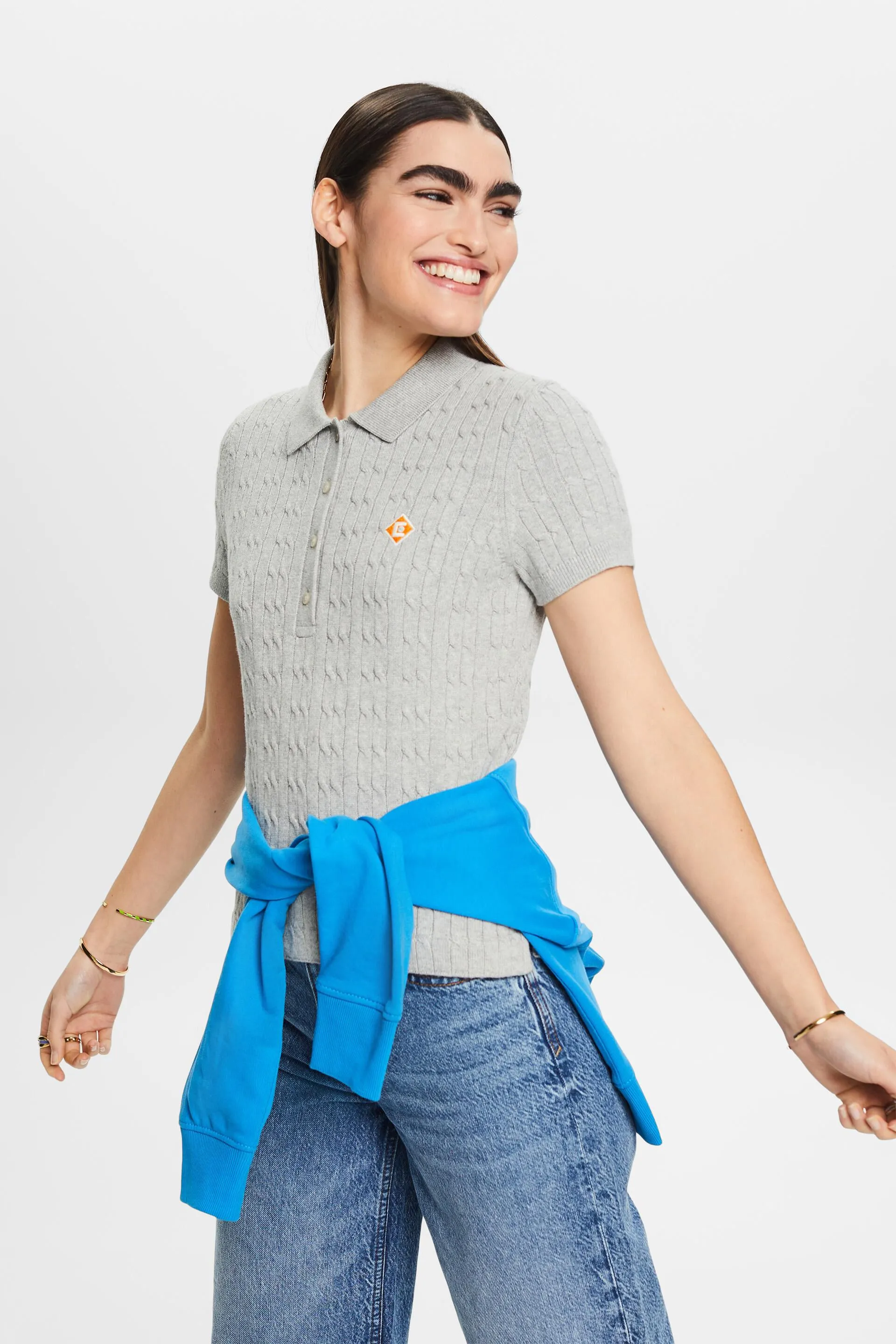 Polo a maglia a treccia