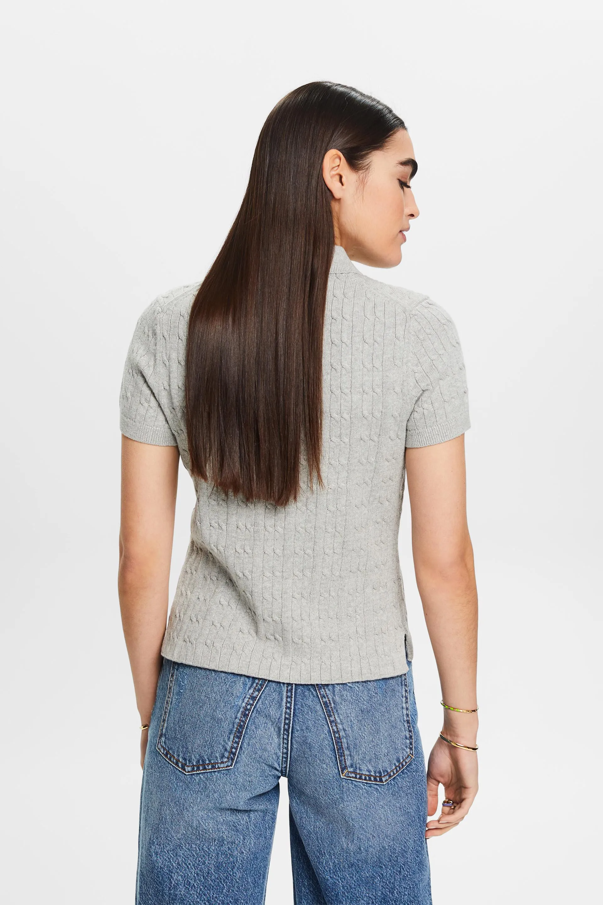 Polo a maglia a treccia