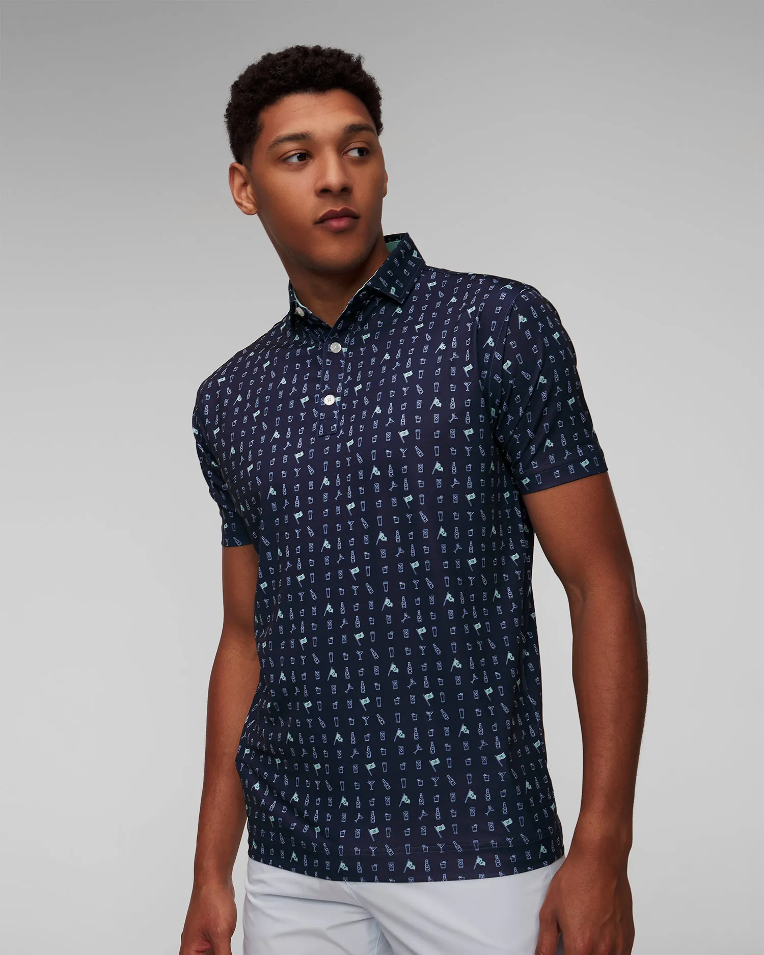 Polo blu scuro da uomo FootJoy Eu The 19th Hole 81609-navy