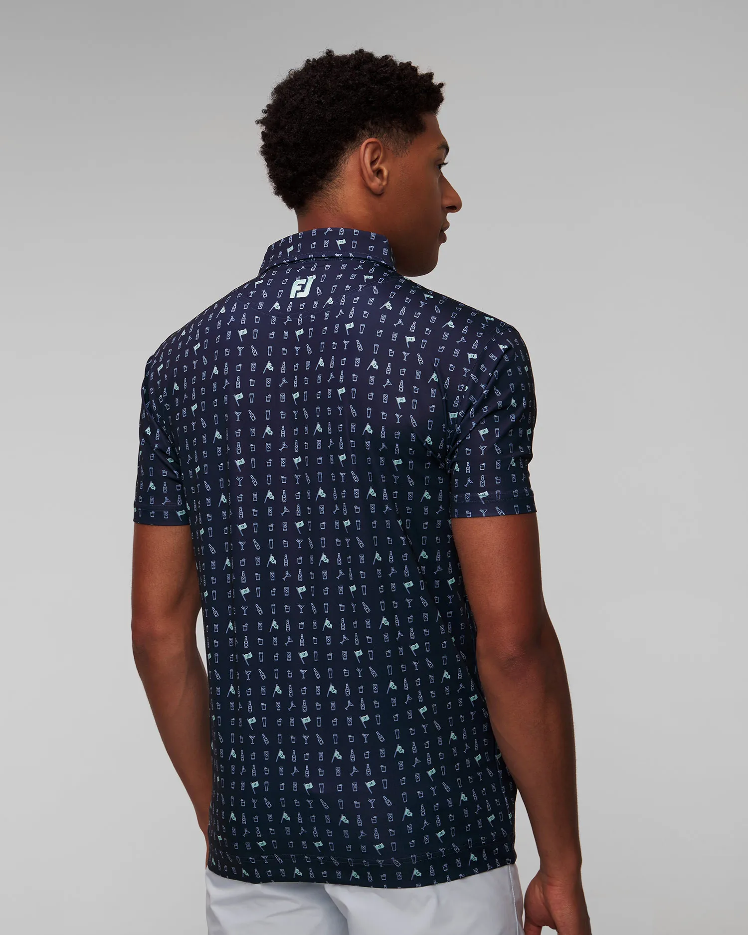 Polo blu scuro da uomo FootJoy Eu The 19th Hole 81609-navy