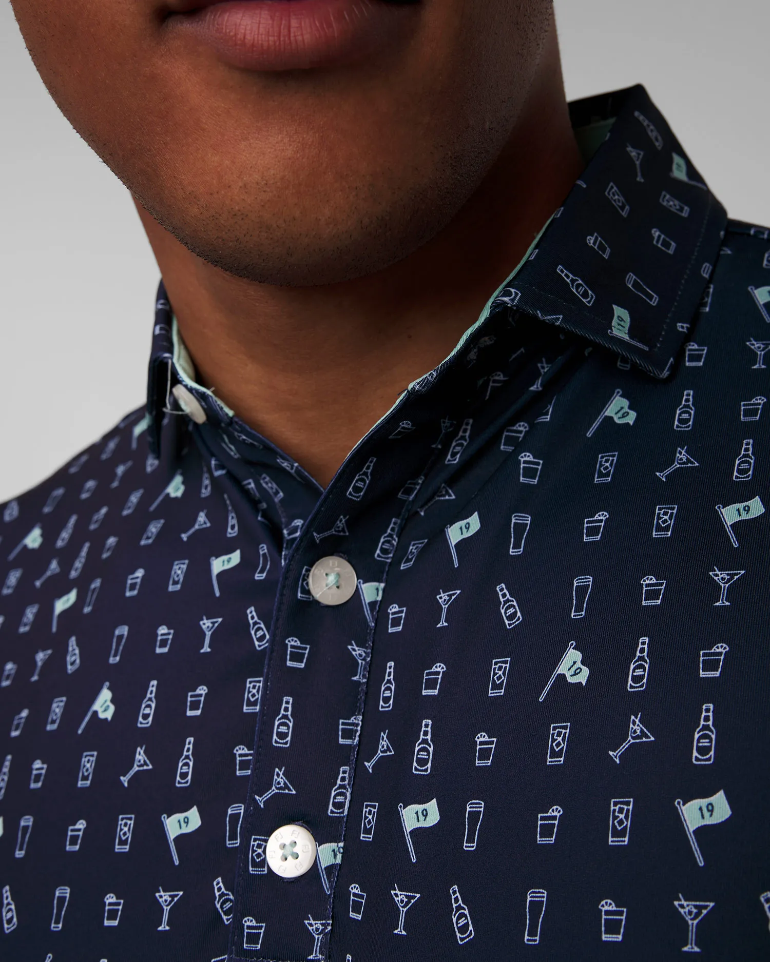 Polo blu scuro da uomo FootJoy Eu The 19th Hole 81609-navy