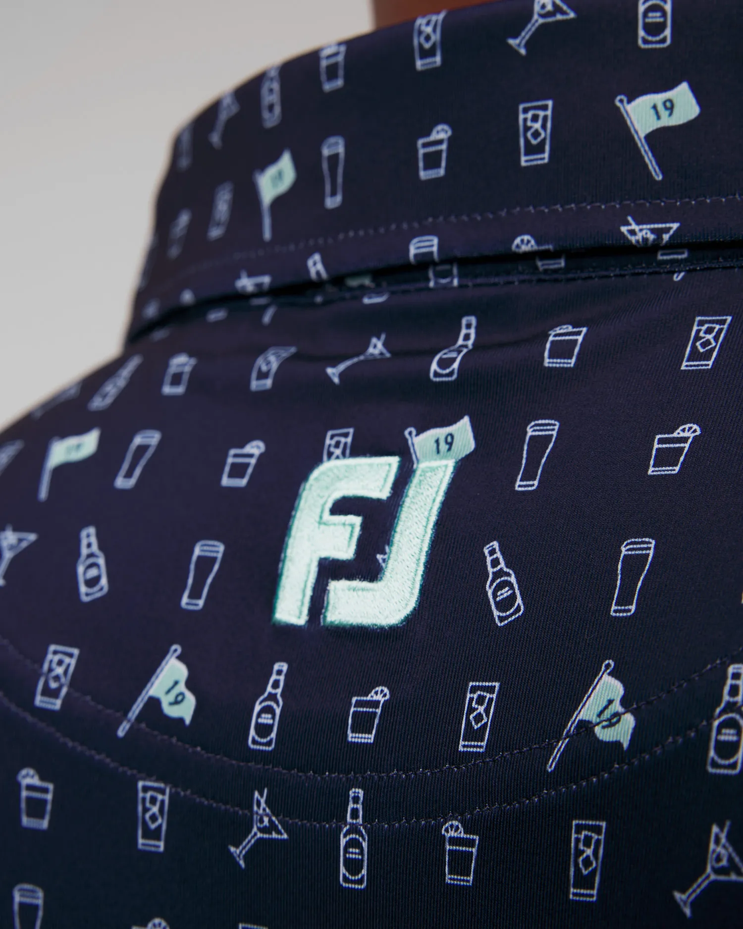 Polo blu scuro da uomo FootJoy Eu The 19th Hole 81609-navy