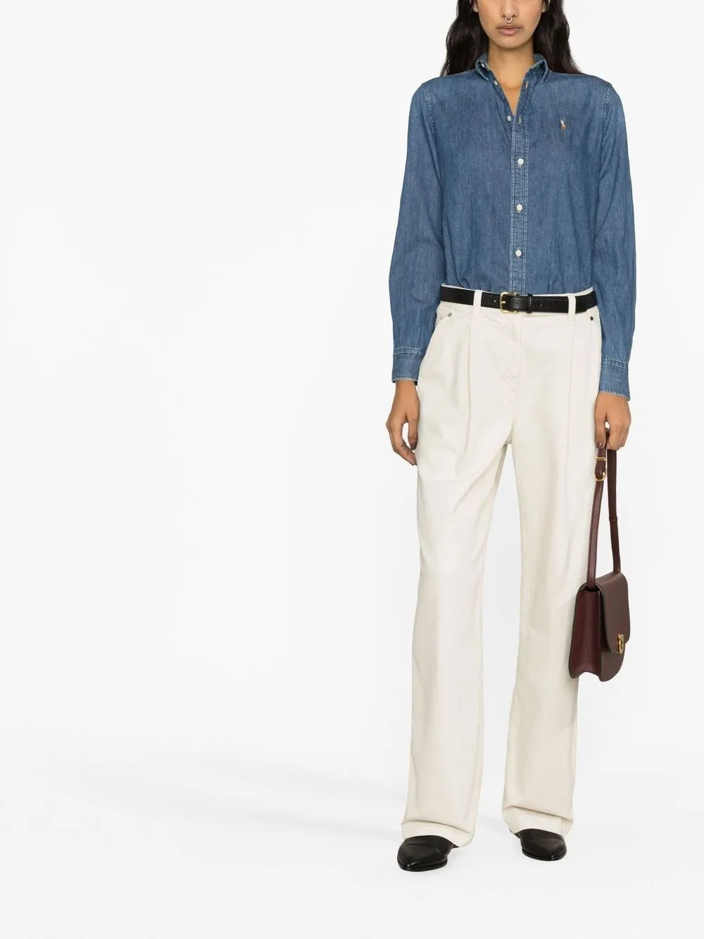 Polo Ralph Lauren-Camicia denim con ricamo