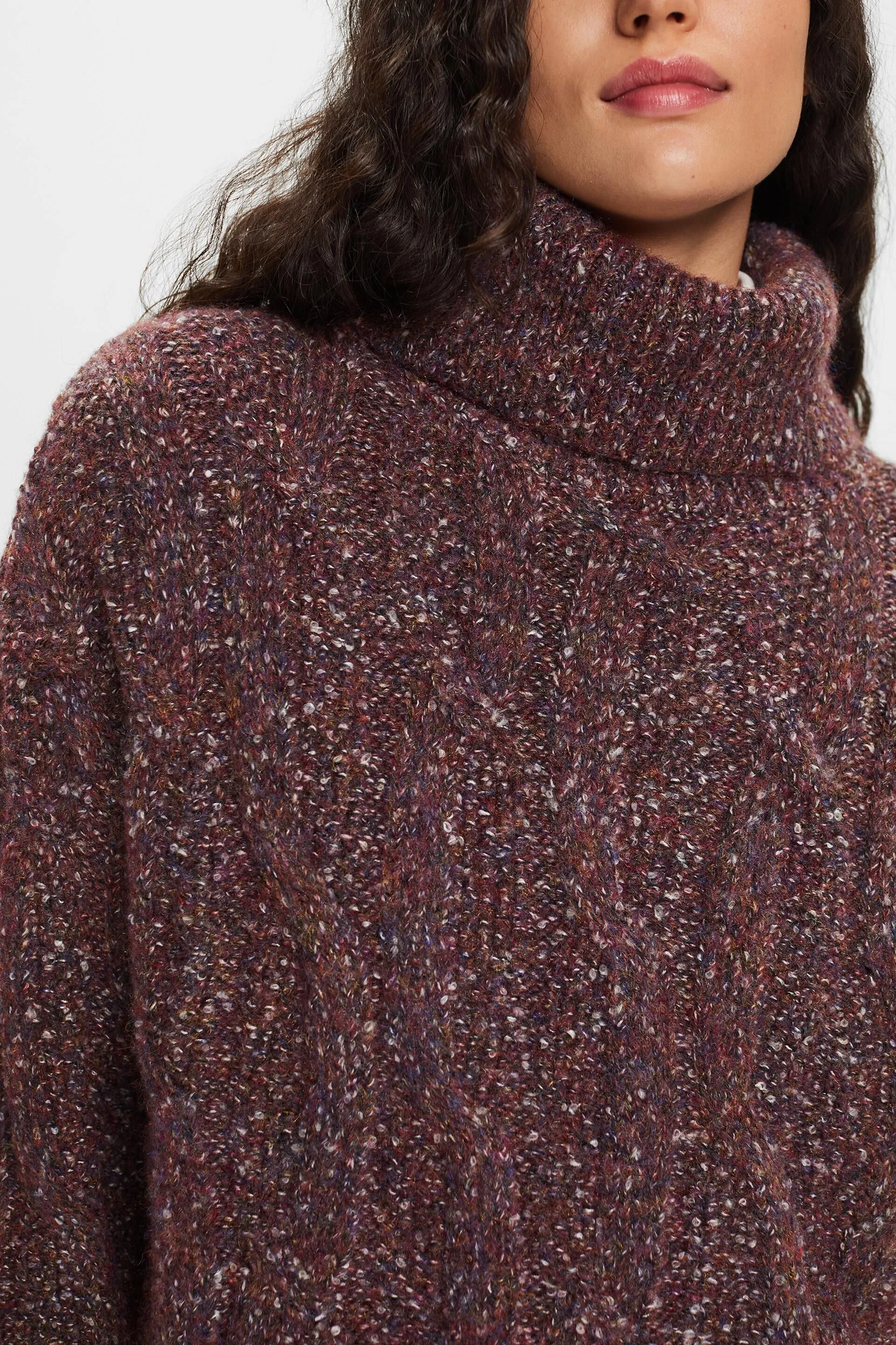 Pullover a lupetto in maglia intrecciata