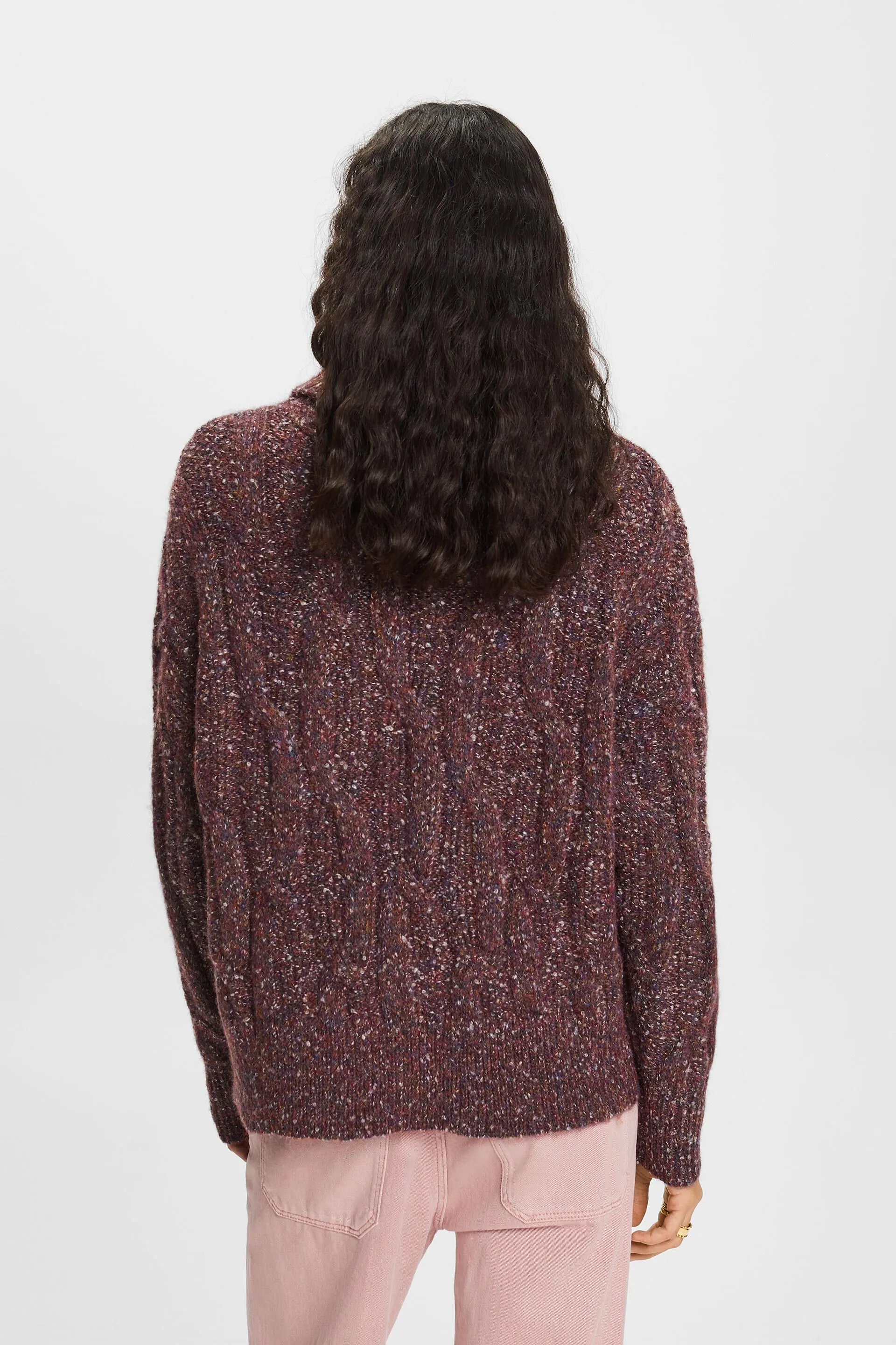 Pullover a lupetto in maglia intrecciata