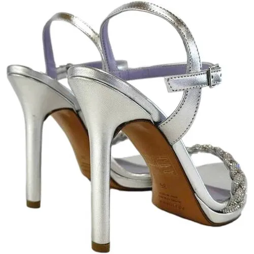 SANDALI ARGENTO TRECCIA STRASS