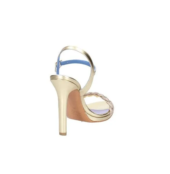 SANDALI PLATINO TRECCIA STRASS