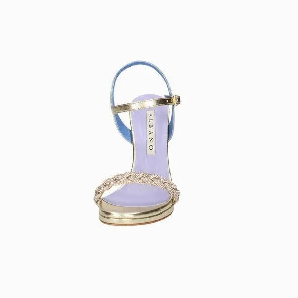 SANDALI PLATINO TRECCIA STRASS