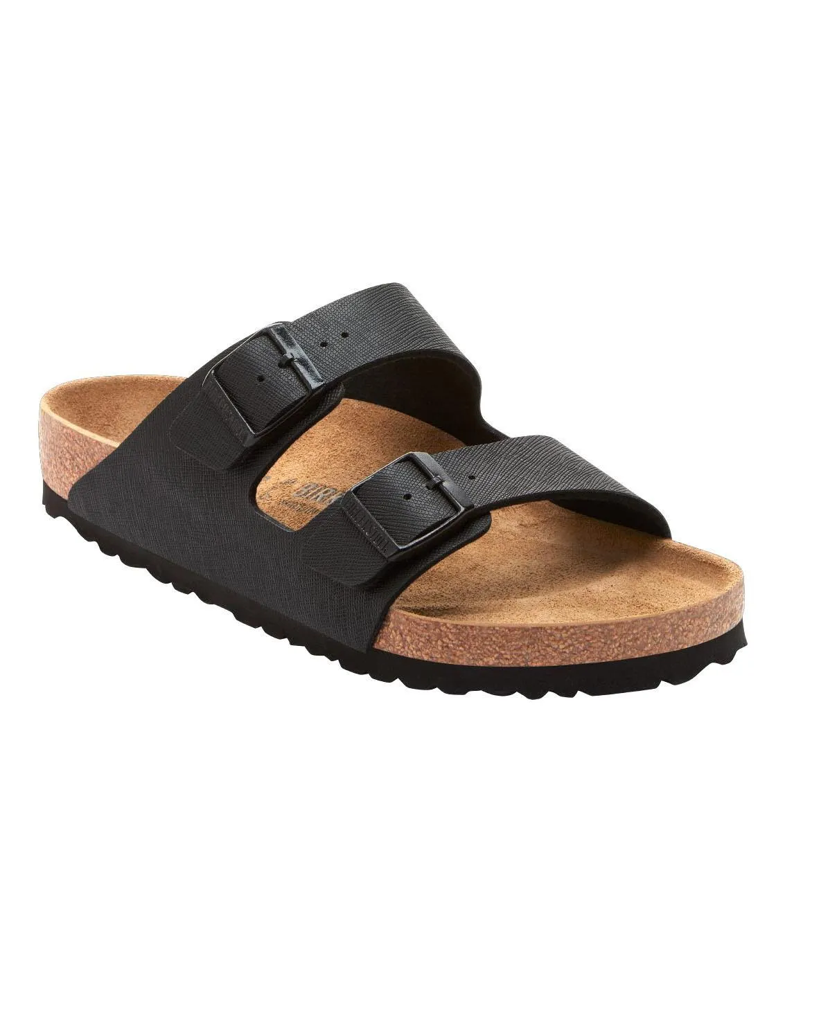 Sandalo Arizona in Birko-flor saffiano nero con doppia fascetta