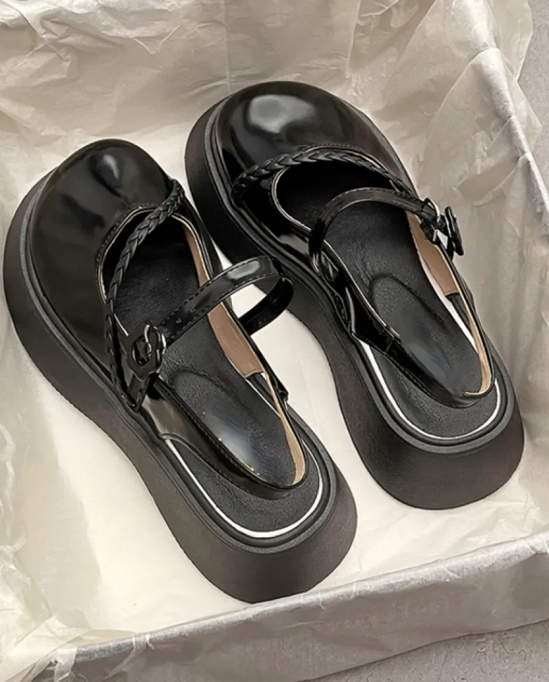 Scarpe con plateau e punta tonda Scarpe Mary Janes estive Design sottile con sandali vintage cavi Donna 2022 Antiscivolo Casual