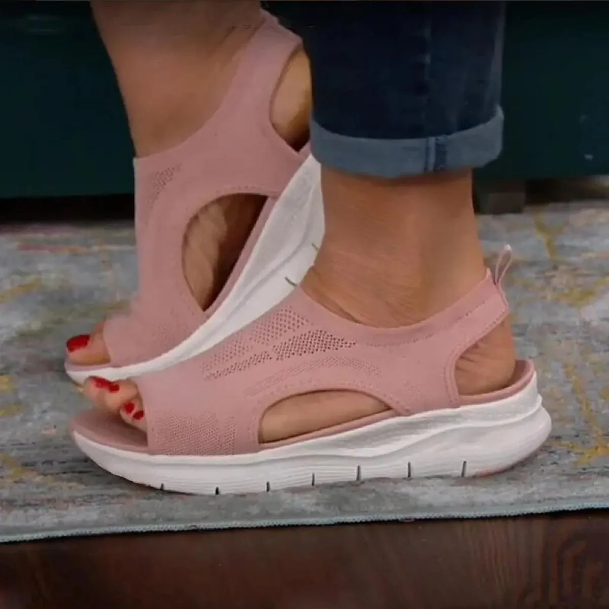 Scarpe estive da donna 2023 Sandali con plateau a forma di pesce in rete Sandali con zeppa open toe da donna Scarpe casual legge