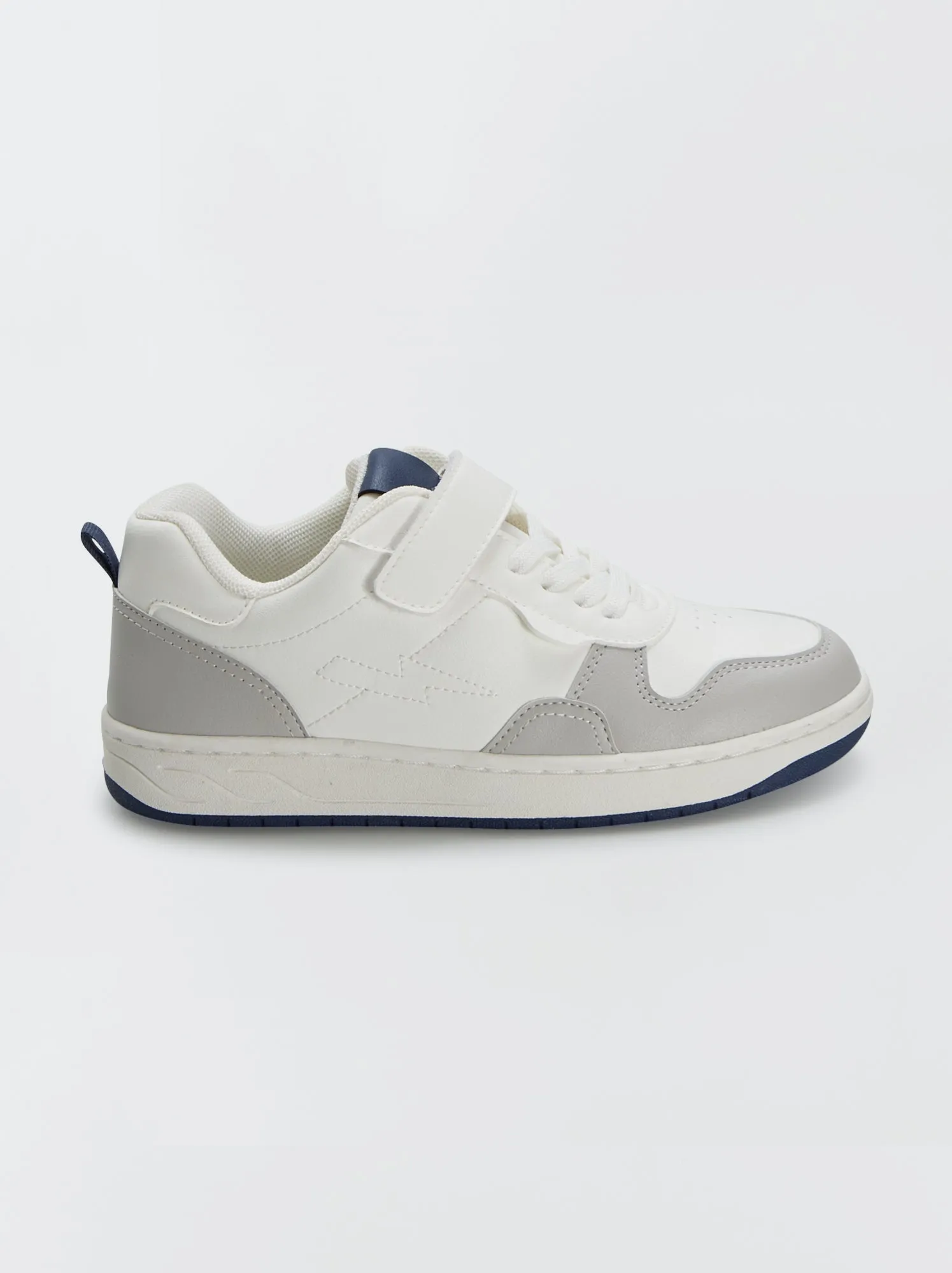 Sneakers con chiusura a strappo + lacci elasticizzati - bianco