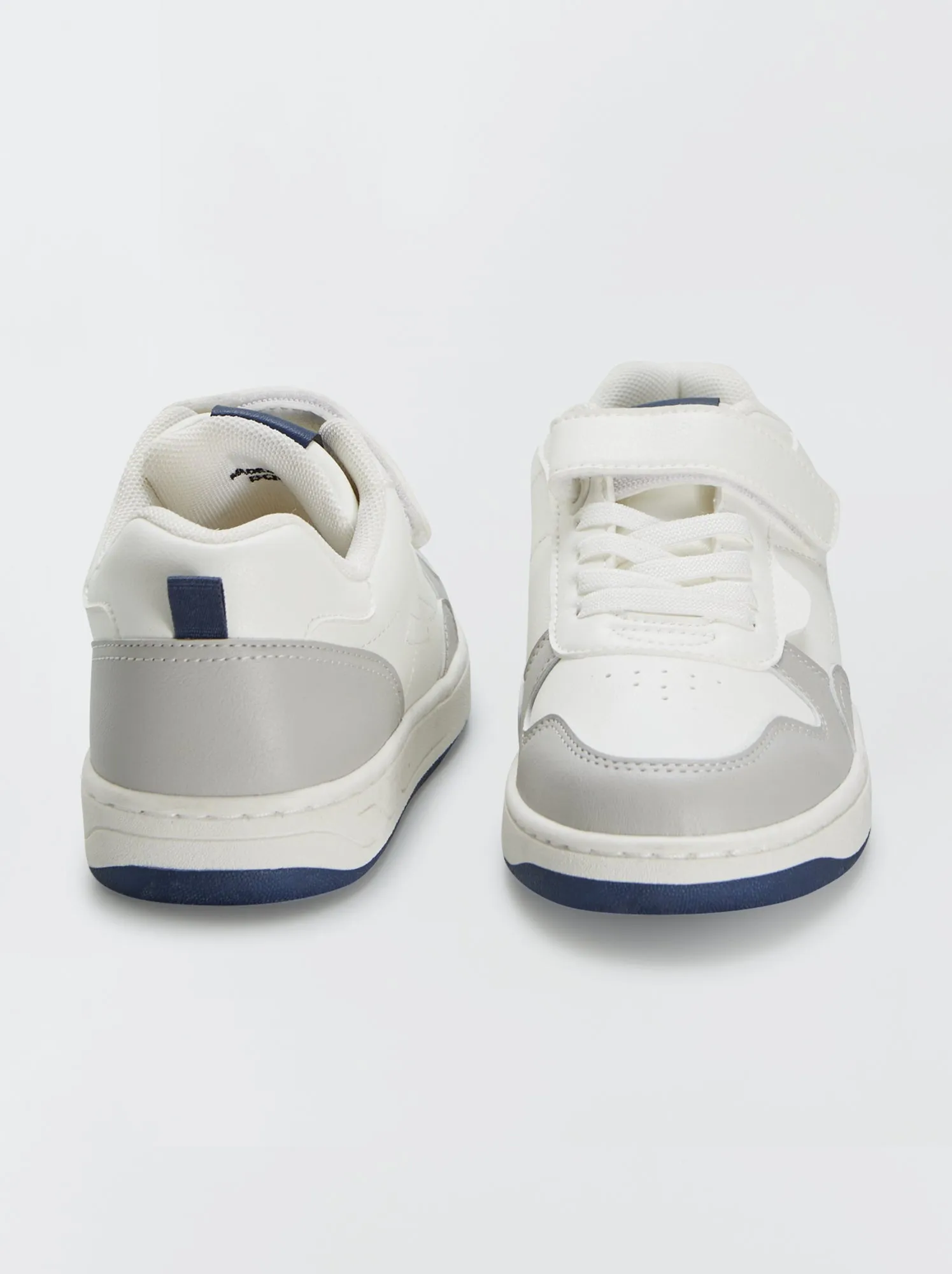 Sneakers con chiusura a strappo + lacci elasticizzati - bianco