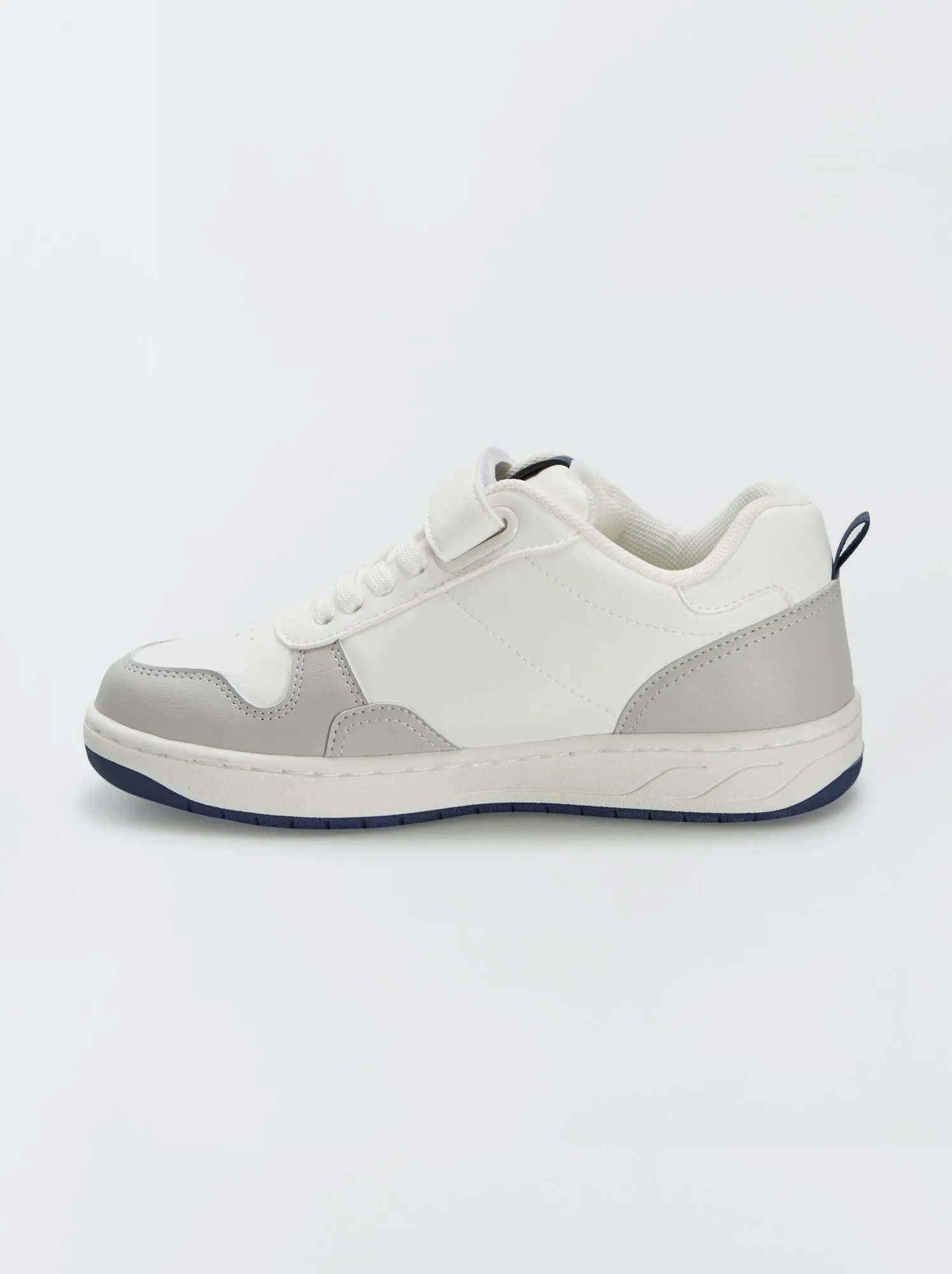 Sneakers con chiusura a strappo + lacci elasticizzati - bianco