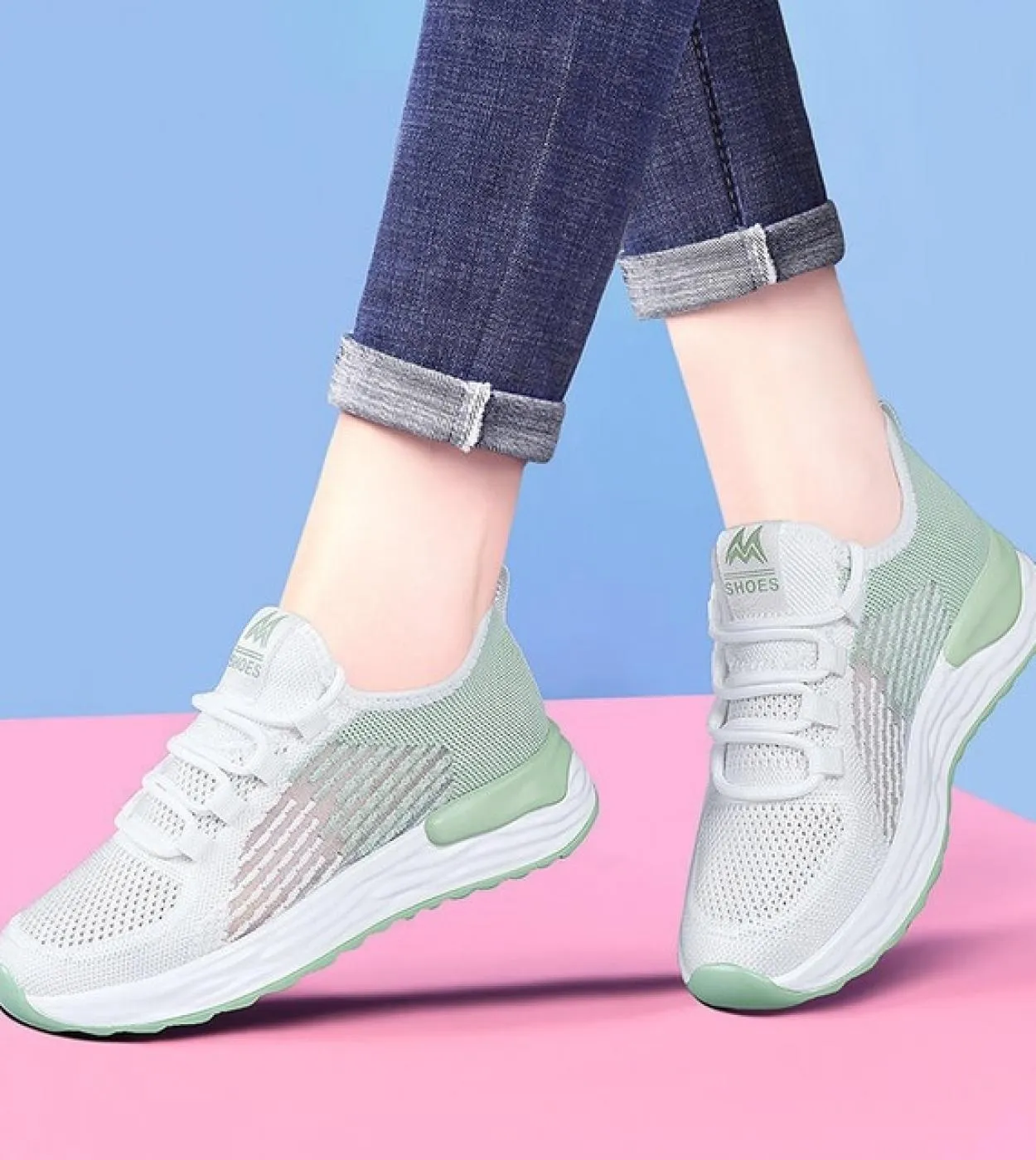 Sneakers con plateau alla moda per donna 2022 scarpe estive scarpe sportive robuste casual scarpe da corsa in rete traspirante d