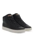 Sneakers Crime London HIGH TOP ESSENTIAL in pelle nero e bianco
