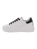 Sneakers Crime London LOW TOP LEVEL UP in pelle bianco e nero