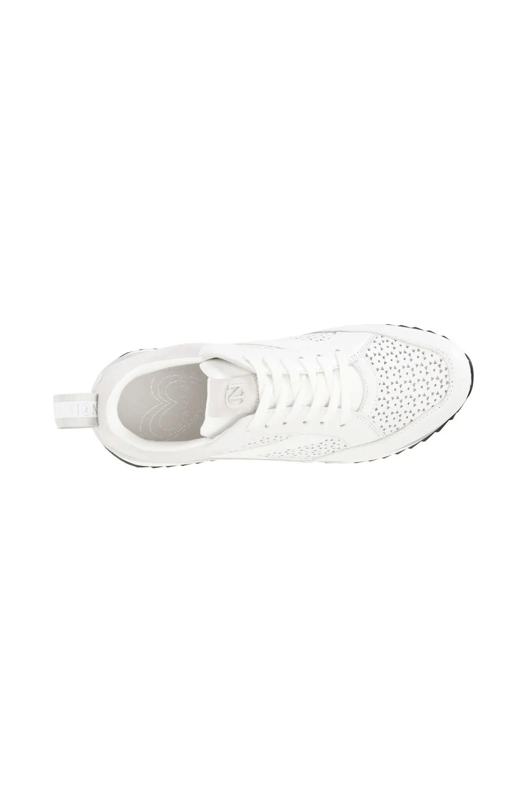 sneakers in pelle traforata con zeppa bianco