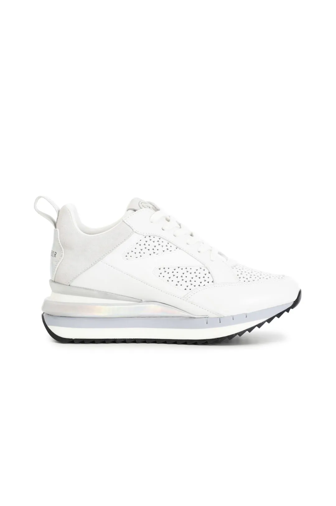 sneakers in pelle traforata con zeppa bianco