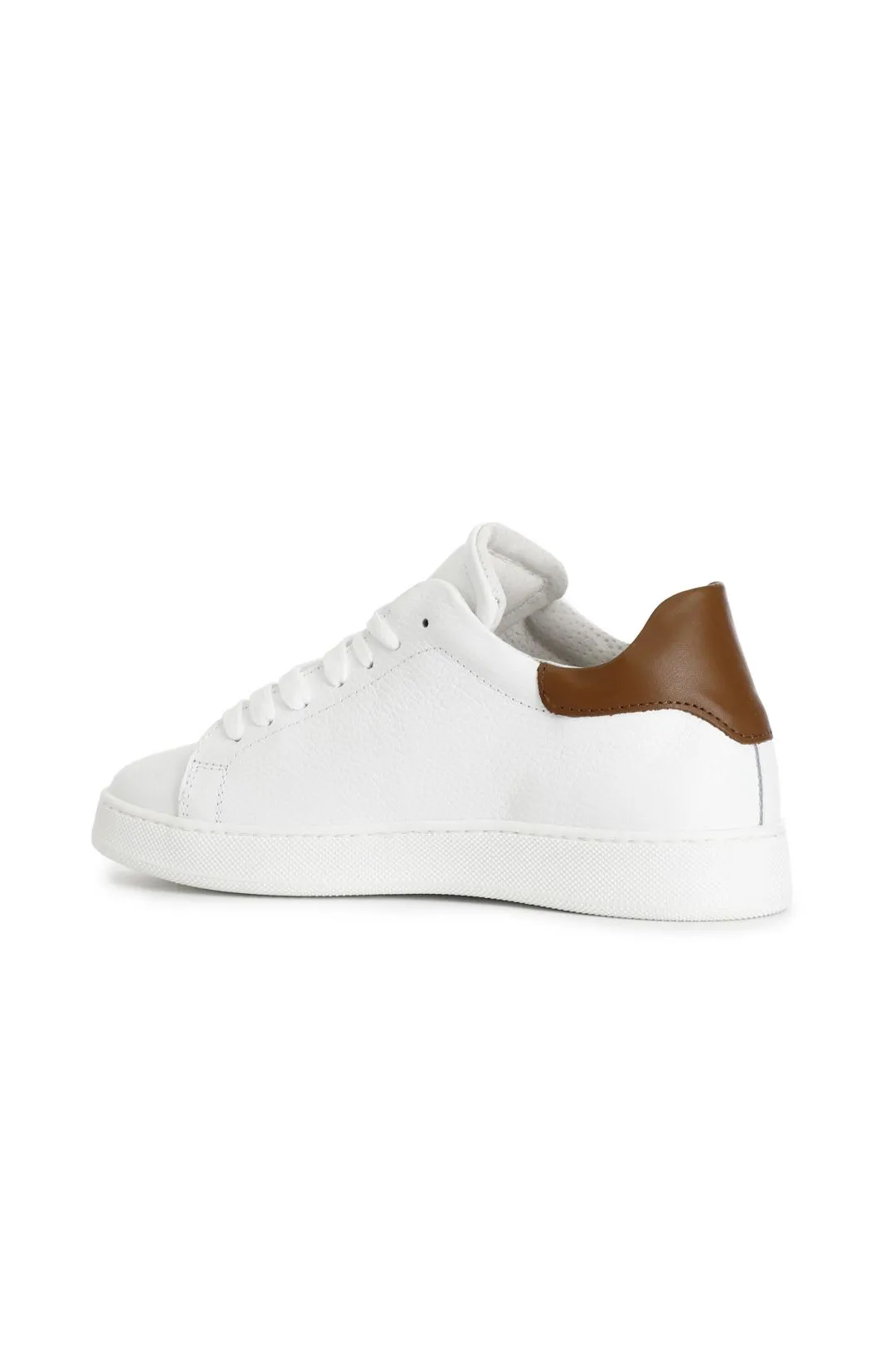 sneakers uomo in pelle bianco/cuoio