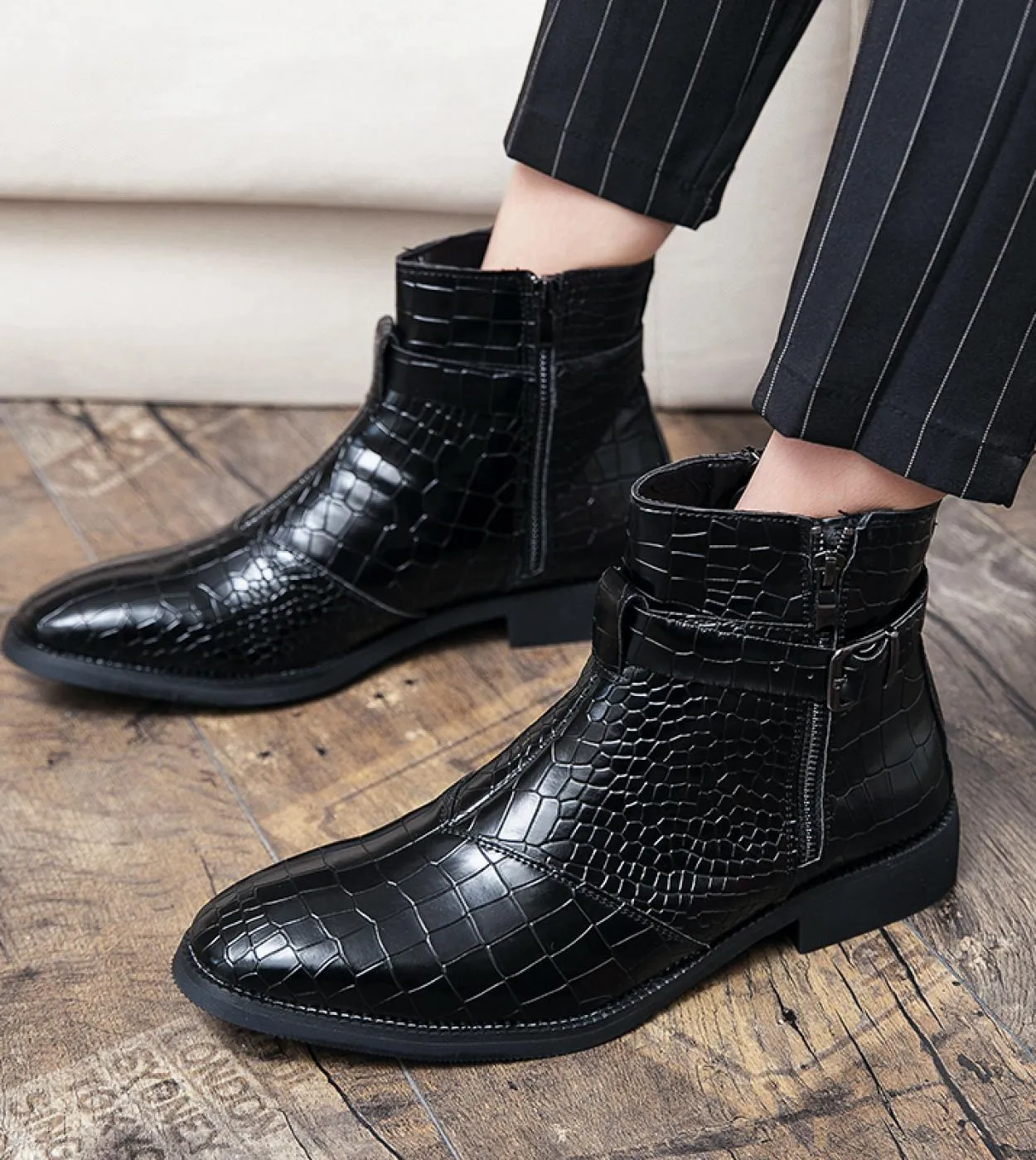Stivaletti Chelsea da uomo Stivaletti Grace Stivaletti in pelle alla moda a punta Cerniera laterale Classico retrò Stile britann