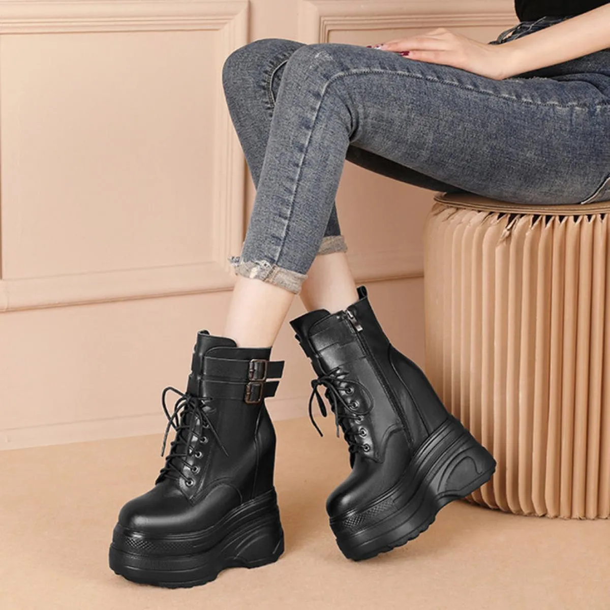 Stivaletti con plateau spesso Stivaletti da donna con tacco spesso Designer 2023