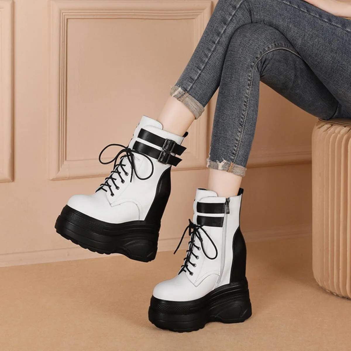 Stivaletti con plateau spesso Stivaletti da donna con tacco spesso Designer 2023