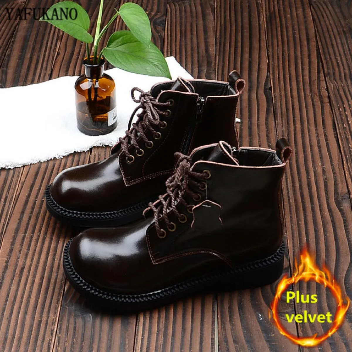 Stivaletti da donna in vera pelle stile britannico con tacco grosso stivaletti retrò letterari invernali più stivaletti caldi in